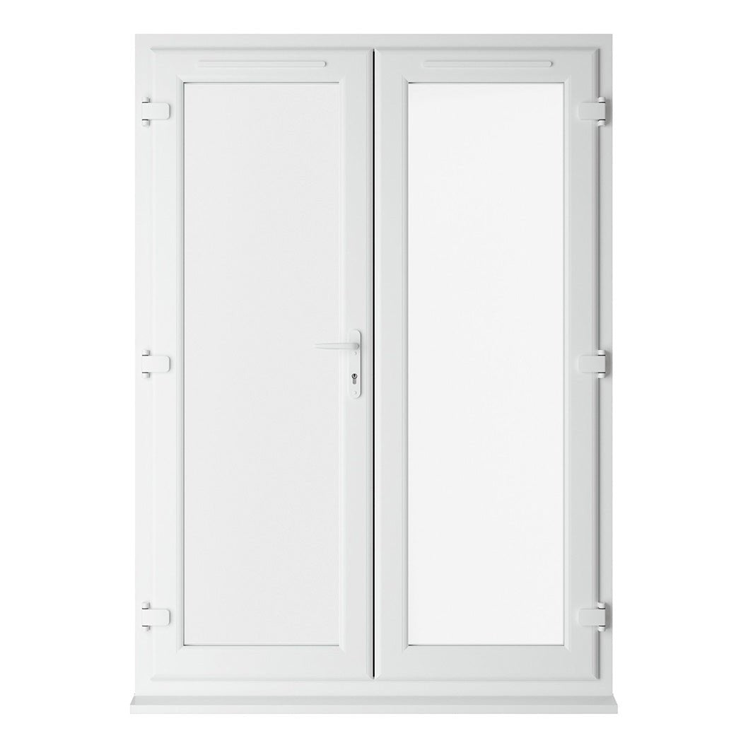 Crystal UPVC White French Door Clear Double Glazing Left Hand Master 150mm Cill Included - JJ Building Materials