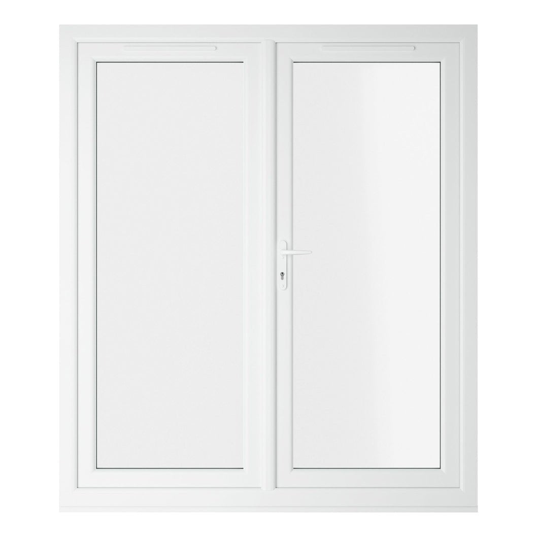 Crystal UPVC White French Door Clear Double Glazing Left Hand Master 150mm Cill Included - JJ Building Materials