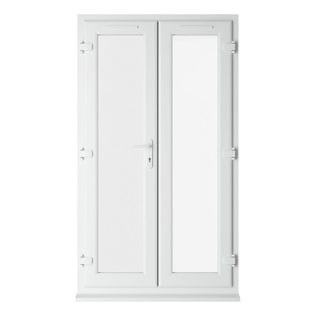 Crystal UPVC White French Door Clear Double Glazing Left Hand Master 150mm Cill Included - JJ Building Materials