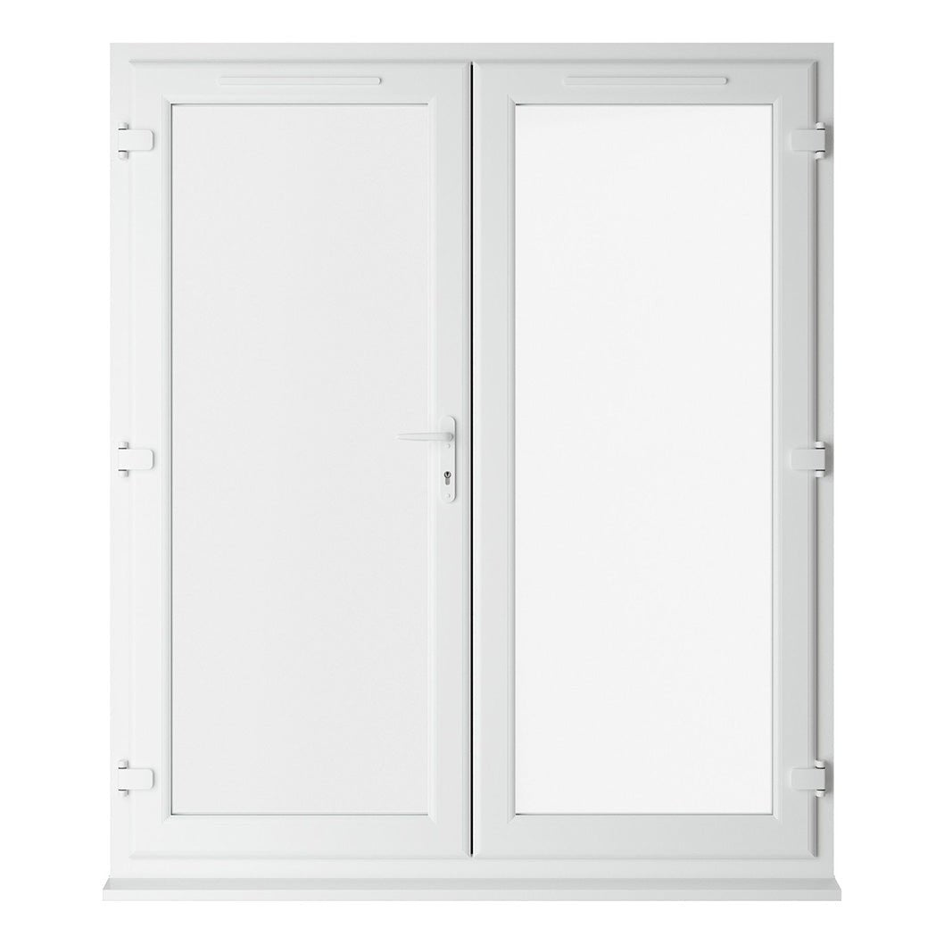 Crystal UPVC White French Door Clear Double Glazing Left Hand Master 150mm Cill Included - JJ Building Materials