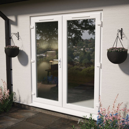 Crystal UPVC White French Door Clear Double Glazing Left Hand Master 150mm Cill Included - JJ Building Materials