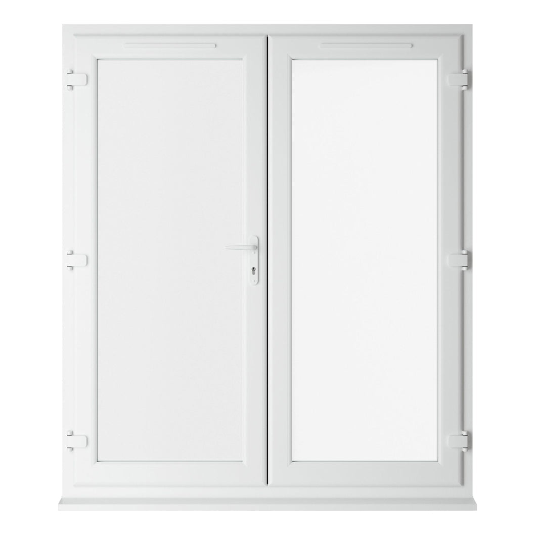 Crystal UPVC White French Door Clear Double Glazing Left Hand Master 150mm Cill Included - JJ Building Materials
