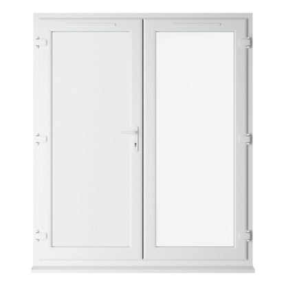 Crystal UPVC White French Door Clear Double Glazing Left Hand Master 150mm Cill Included - JJ Building Materials