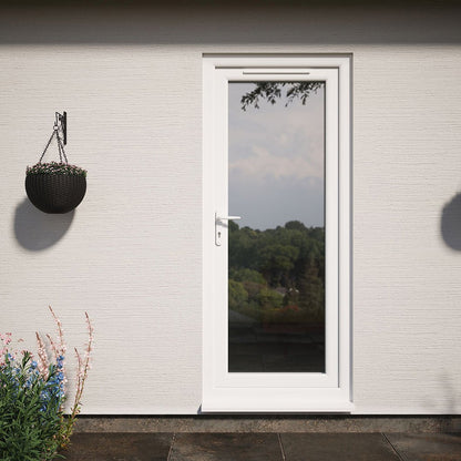 Crystal UPVC White Obscure Glazing Single Door Full Glass Double Glazed Right Hand Open - JJ Building Materials