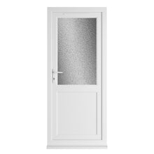 Crystal UPVC White Obscure Glazing Single Door Half Panel Double Glazed Right Hand Open - JJ Building Materials