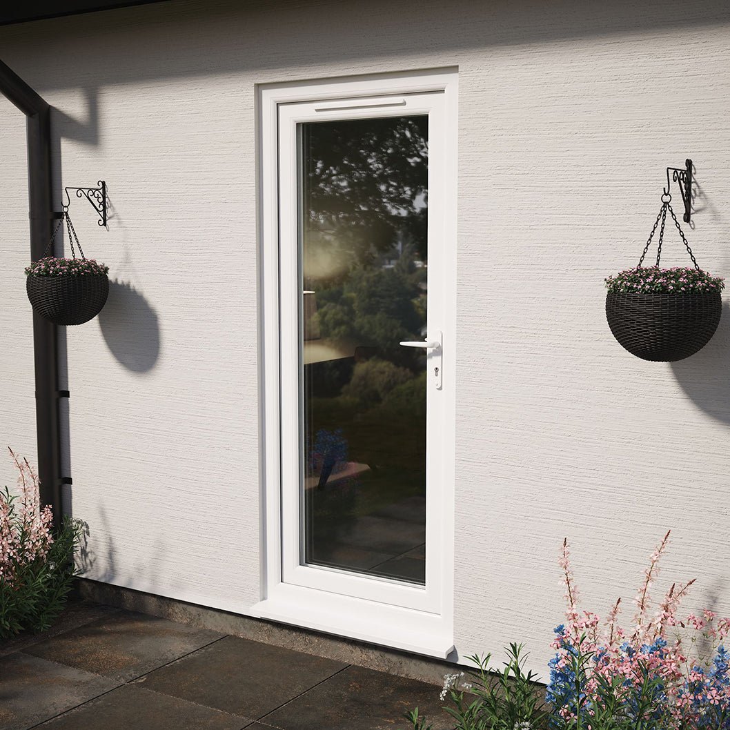Crystal UPVC White Triple Glazed Single Door Full Glass LH Clear - JJ Building Materials
