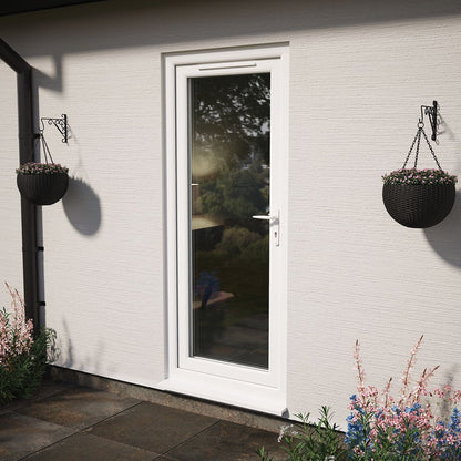 Crystal UPVC White Triple Glazed Single Door Full Glass LH Clear - JJ Building Materials