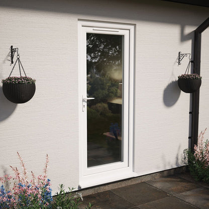 Crystal UPVC White Triple Glazed Single Door Full Glass RH Obscure - JJ Building Materials