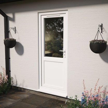 Crystal UPVC White Triple Glazed Single Door Half Panel LH Obscure - JJ Building Materials