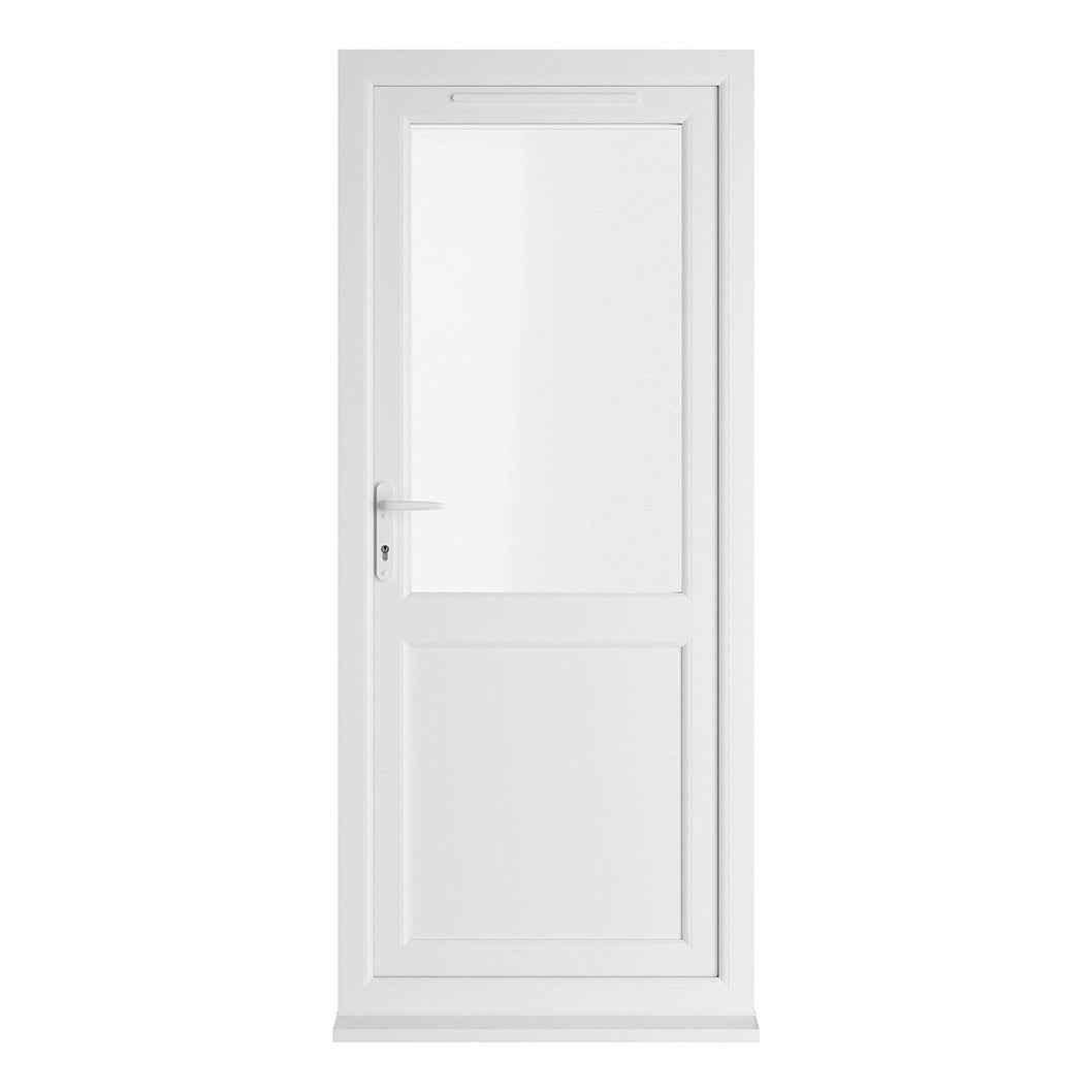Crystal UPVC White Triple Glazed Single Door Half Panel RH Clear - JJ Building Materials