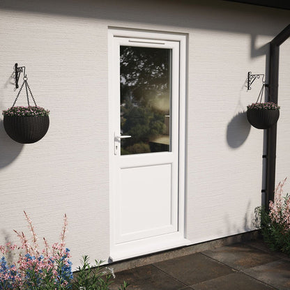 Crystal UPVC White Triple Glazed Single Door Half Panel RH Clear - JJ Building Materials