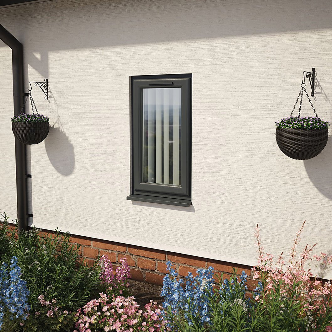 Crystal UPVC Window Grey 7016 External White Int Top Opener Clear Glazing - JJ Building Materials