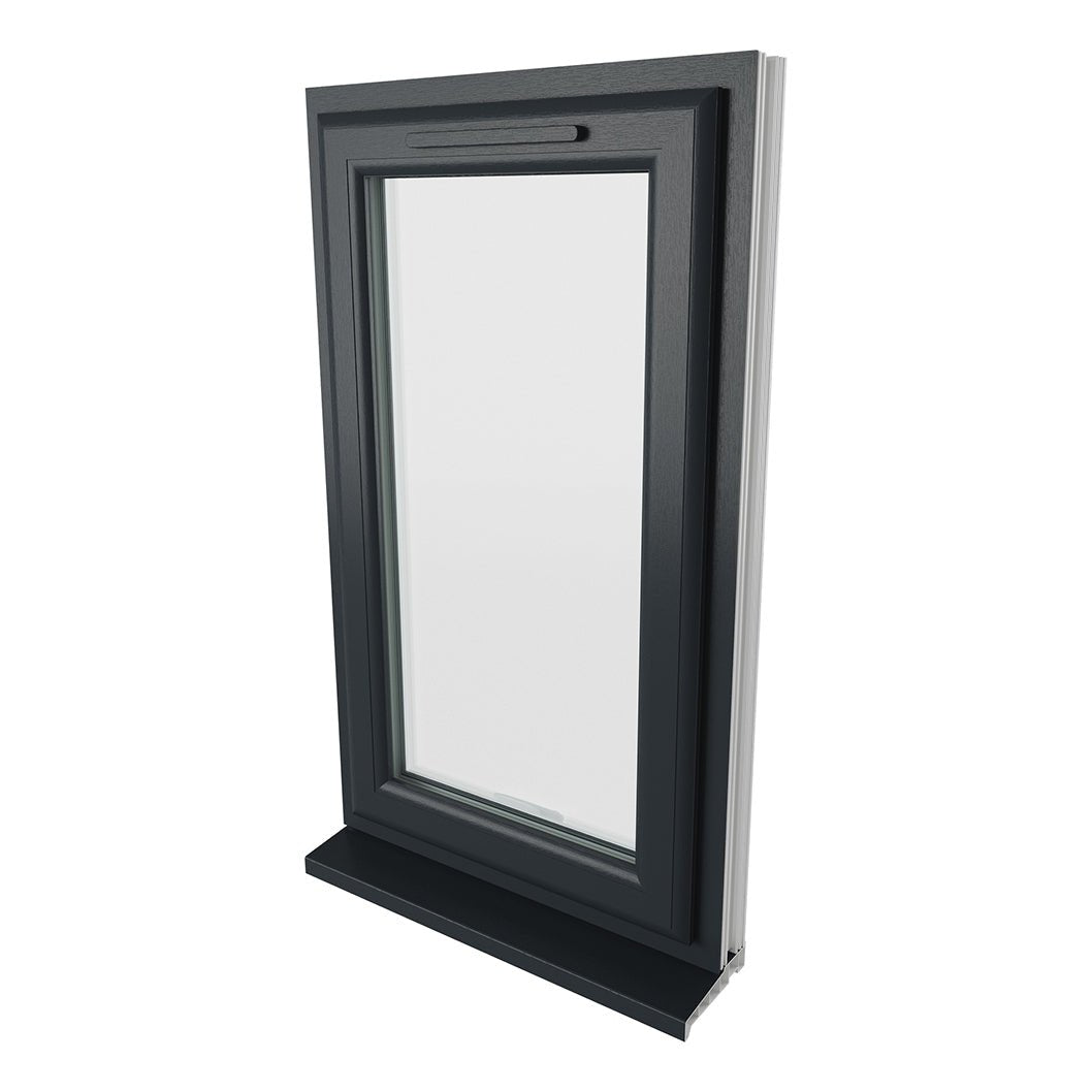Crystal UPVC Window Grey 7016 External White Int Top Opener Clear Glazing - JJ Building Materials