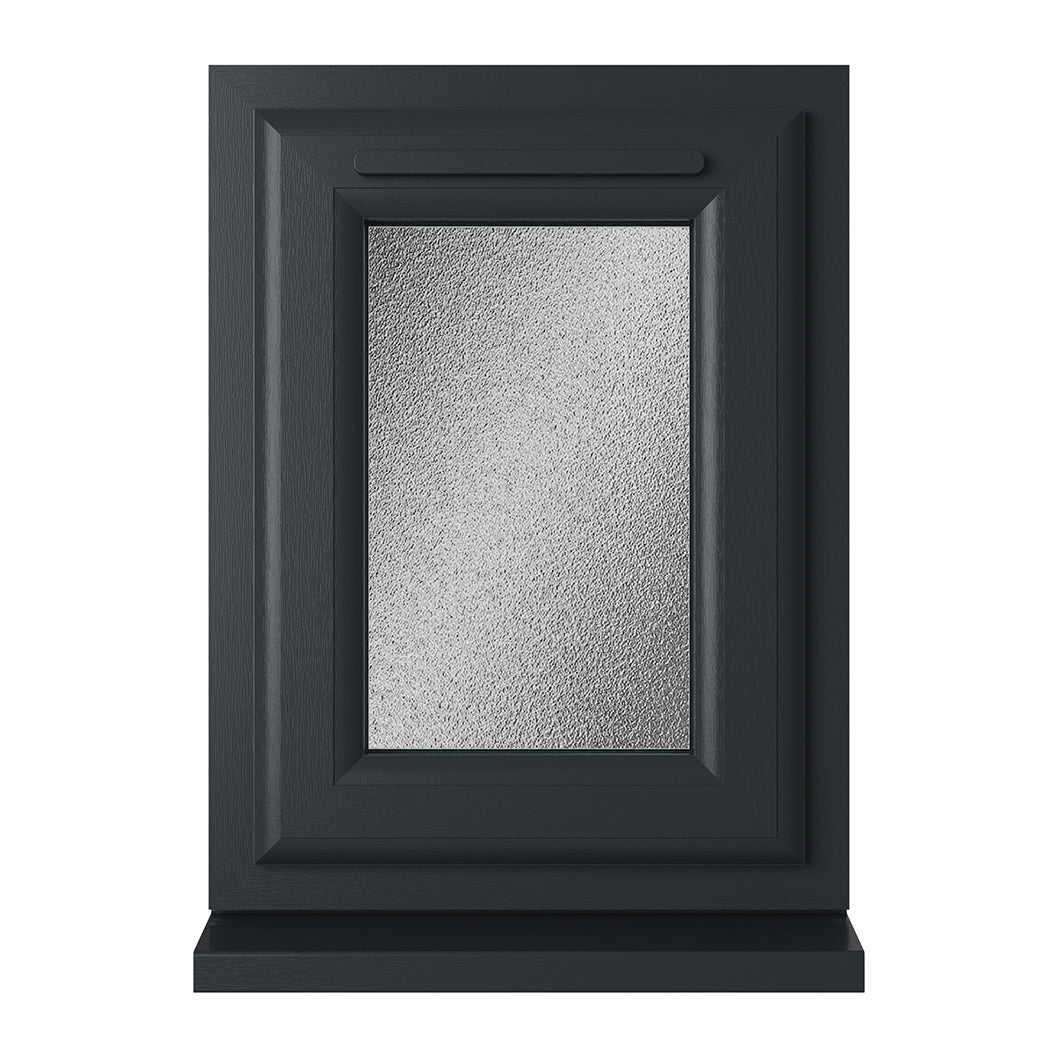 Crystal UPVC Window Grey 7016 External White Int Top Opener Obscure Glazing - JJ Building Materials