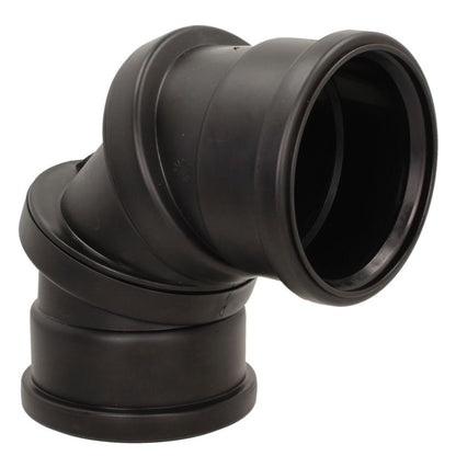 Davant 110mm Ring Seal Black Soil 90 Degree Double Socket Adjustable Bend - JJ Building Materials