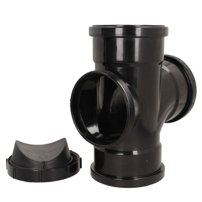 Davant 110mm Ring Seal Black Soil 92 Degree Triple Socket Access Branch Tee