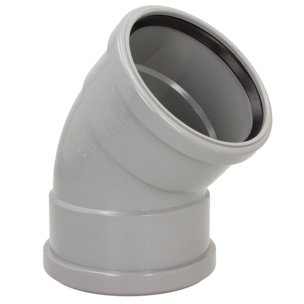Davant 110mm Ring Seal Push - Fit Soil 135 Degree Double Socket Bend - JJ Building Materials