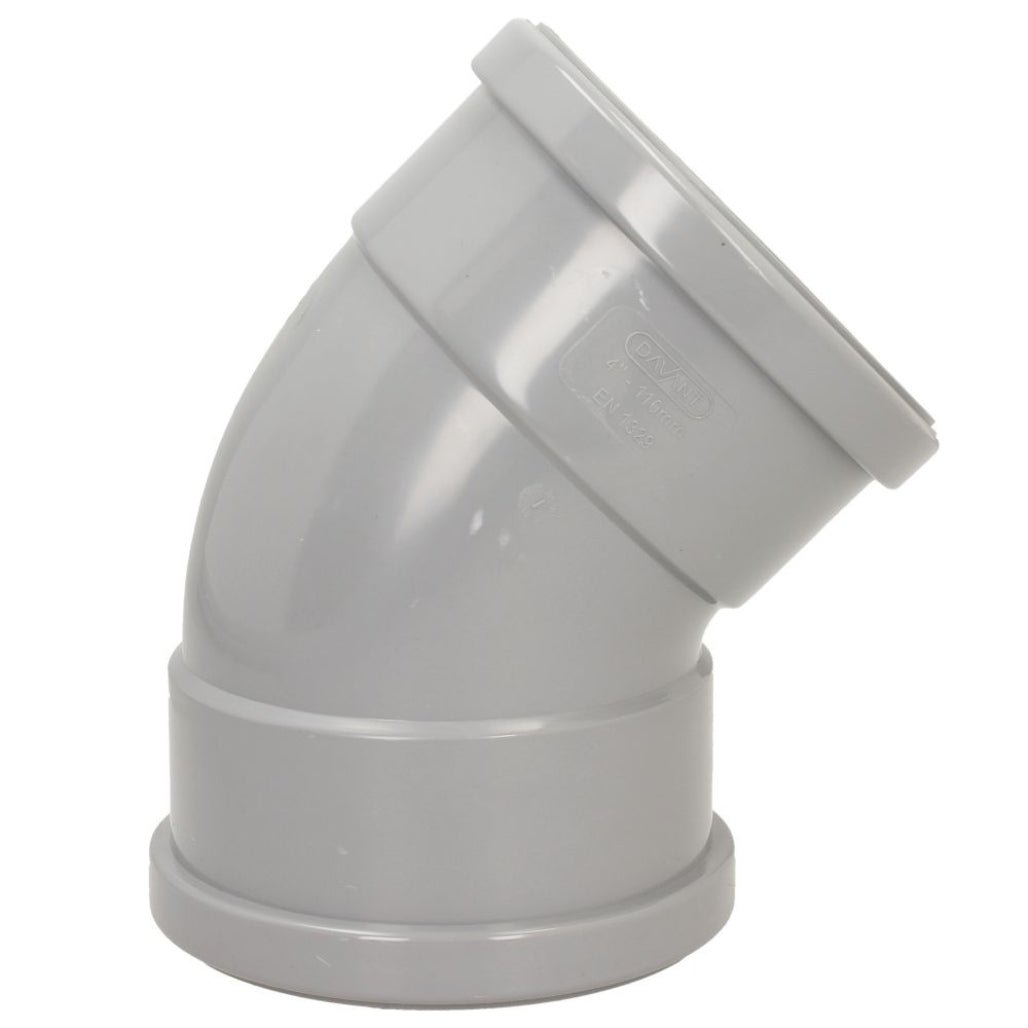 Davant 110mm Ring Seal Push - Fit Soil 135 Degree Double Socket Bend - JJ Building Materials