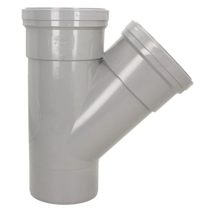 Davant 110mm Ring Seal Push-Fit Soil 135 Degree Double Socket Branch Tee - JJ Building Materials