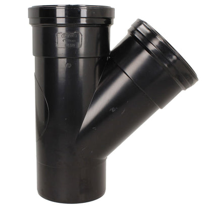 Davant 110mm Ring Seal Push-Fit Soil 135 Degree Double Socket Branch Tee