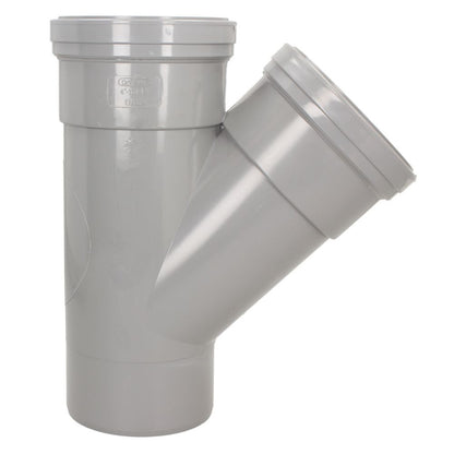 Davant 110mm Ring Seal Push-Fit Soil 135 Degree Double Socket Branch Tee