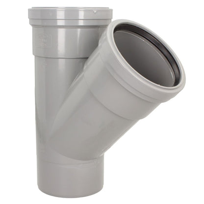 Davant 110mm Ring Seal Push-Fit Soil 135 Degree Double Socket Branch Tee