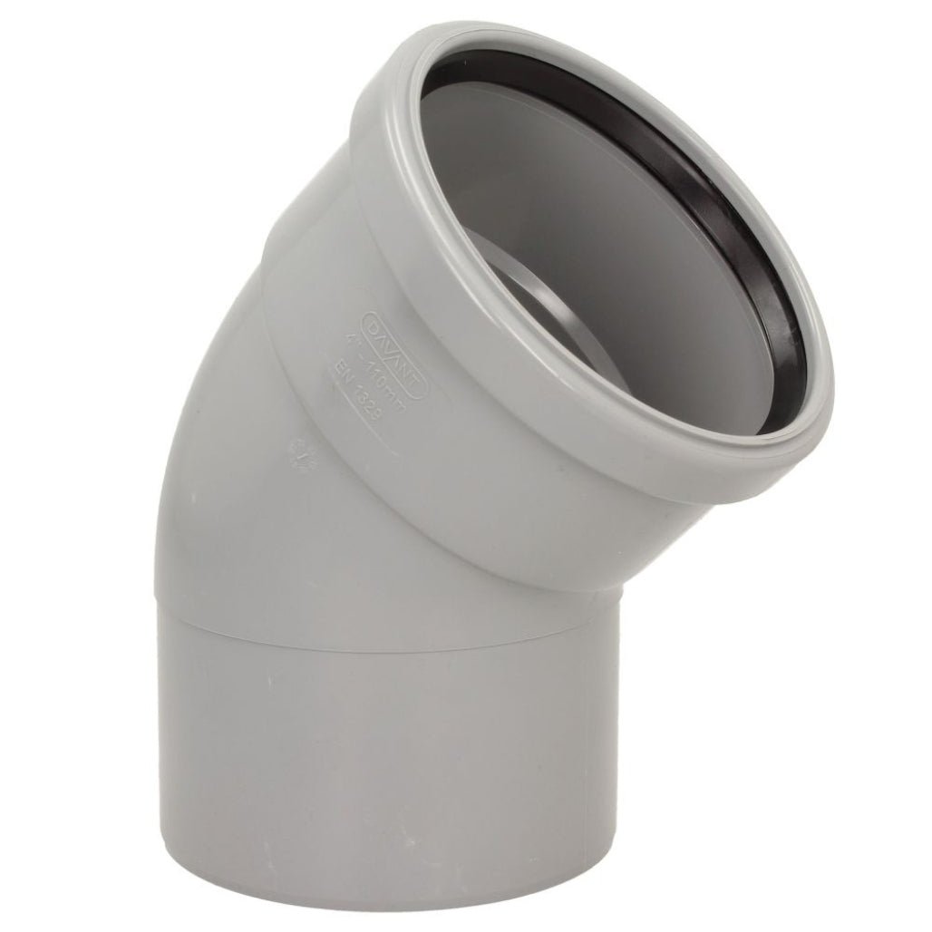 Davant 110mm Ring Seal Push - Fit Soil 135 Degree Single Socket Bend - JJ Building Materials
