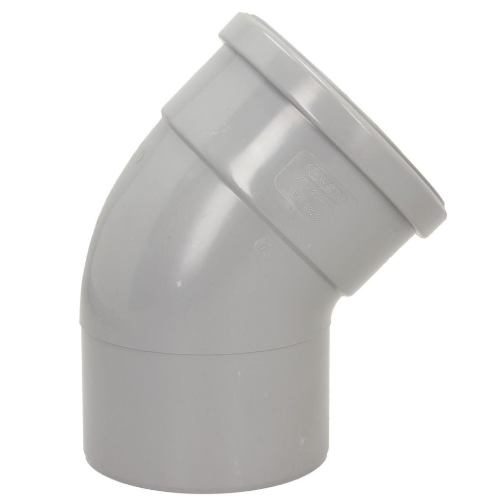 Davant 110mm Ring Seal Push - Fit Soil 135 Degree Single Socket Bend - JJ Building Materials