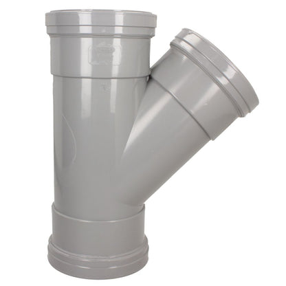 Davant 110mm Ring Seal Push-Fit Soil 135 Degree Triple Socket Branch Tee