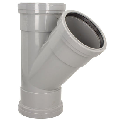 Davant 110mm Ring Seal Push-Fit Soil 135 Degree Triple Socket Branch Tee