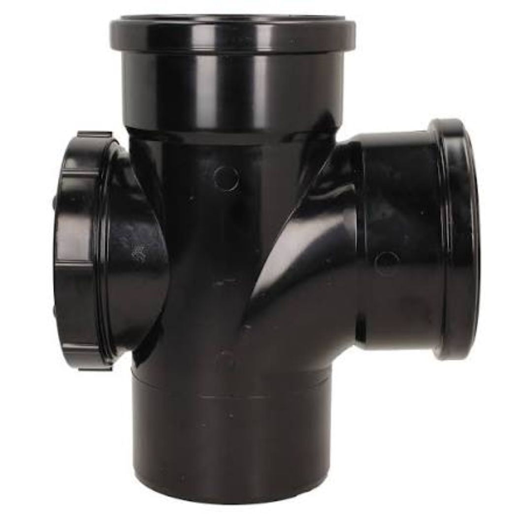 Davant 110mm Ring Seal Push-Fit Soil 92 Degree Double Socket Access Branch Tee - JJ Building Materials