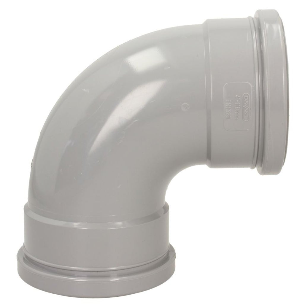 Davant 110mm Ring Seal Push - Fit Soil 92 Degree Double Socket Bend - JJ Building Materials