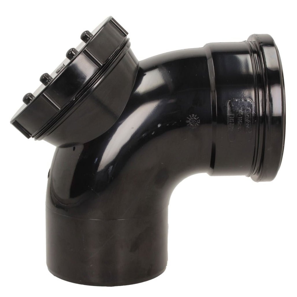 Davant 110mm Ring Seal Push - Fit Soil 92 Degree Single Socket Access Bend - JJ Building Materials