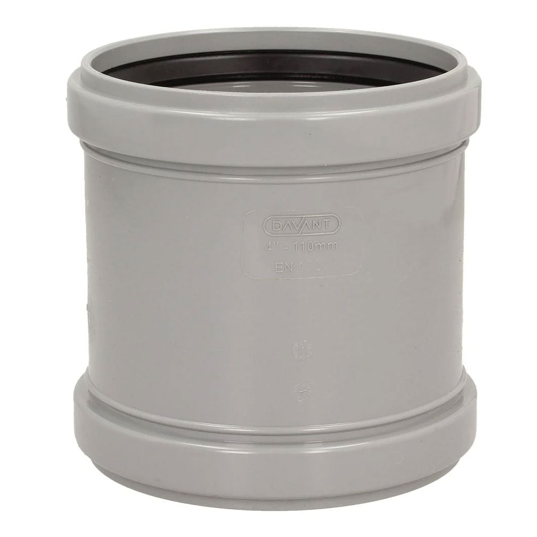 Davant 110mm Ring Seal Push-Fit Soil Double Socket Coupler - JJ Building Materials