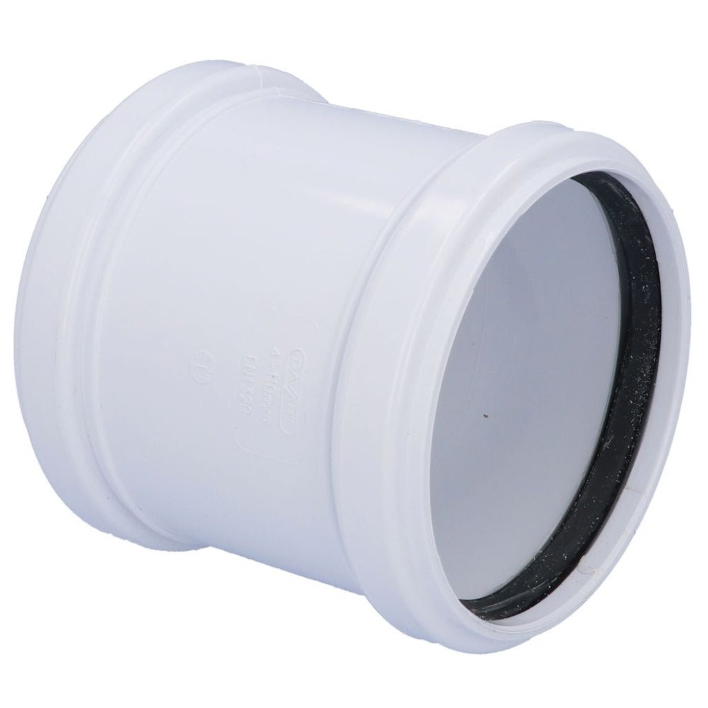Davant 110mm Ring Seal Push - Fit Soil Double Socket Slip Coupler - JJ Building Materials