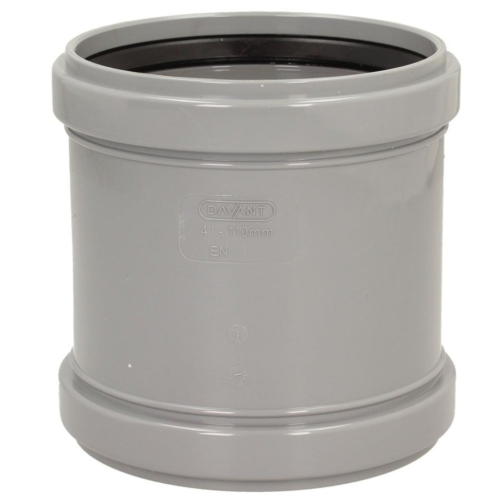 Davant 110mm Ring Seal Push - Fit Soil Double Socket Slip Coupler - JJ Building Materials