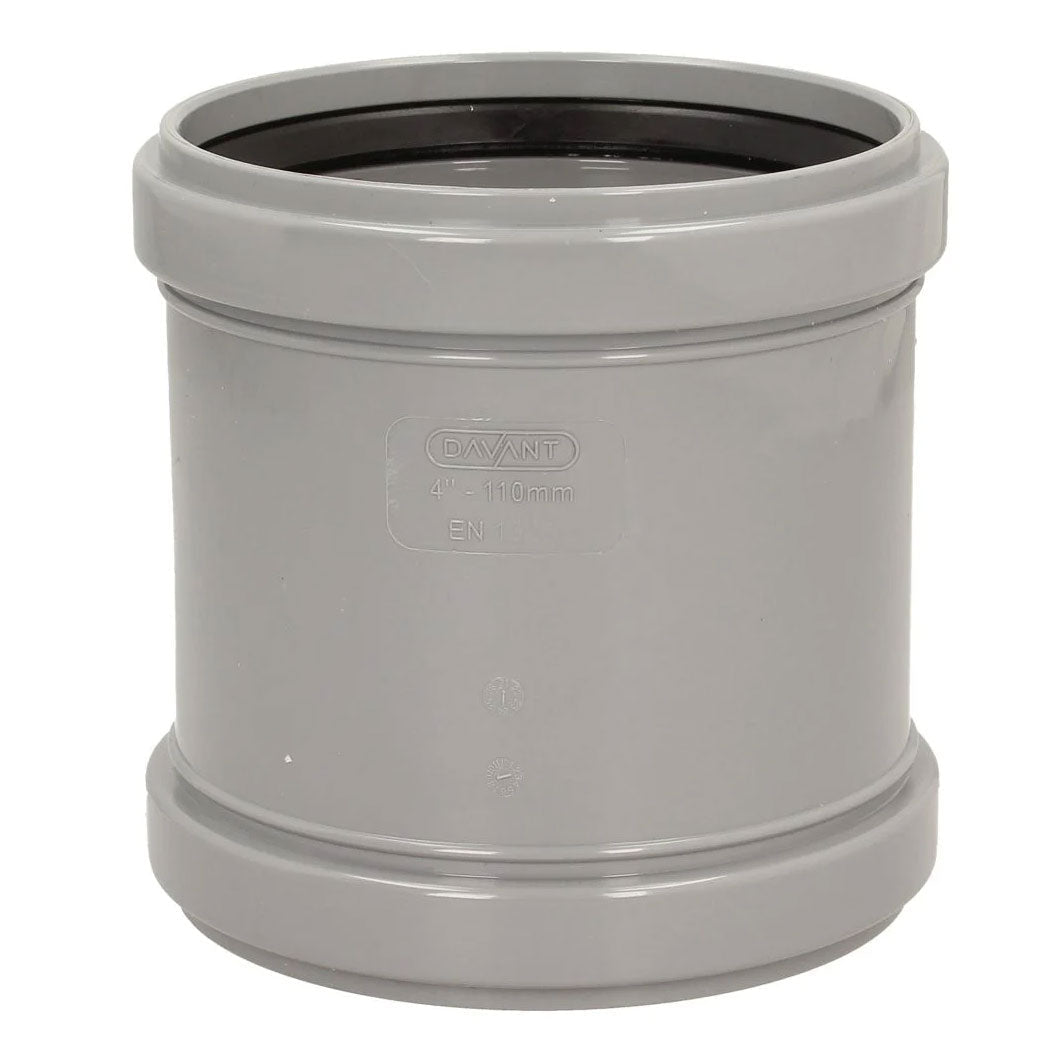 Davant 110mm Ring Seal Push-Fit Soil Double Socket Slip Coupler - JJ Building Materials