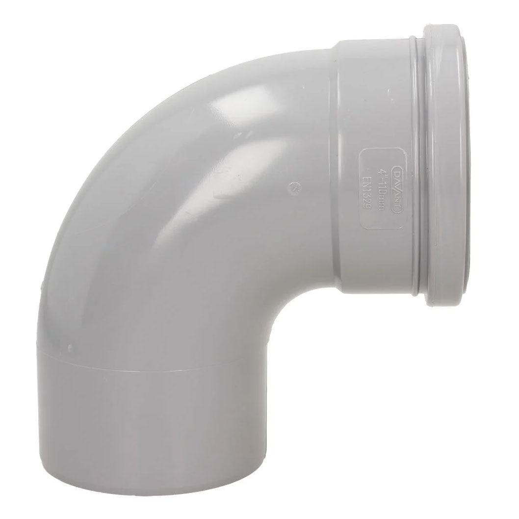 Davant 110mm Ring Seal Soil 92 Degree Single Socket Bend - JJ Building Materials