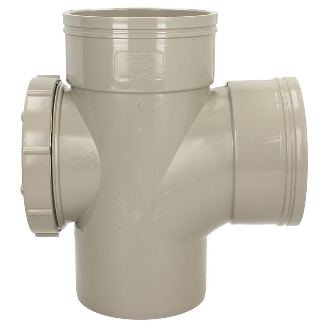Davant 110mm Solvent Weld Soil 92 Degree Double Socket Access Branch Tee - JJ Building Materials