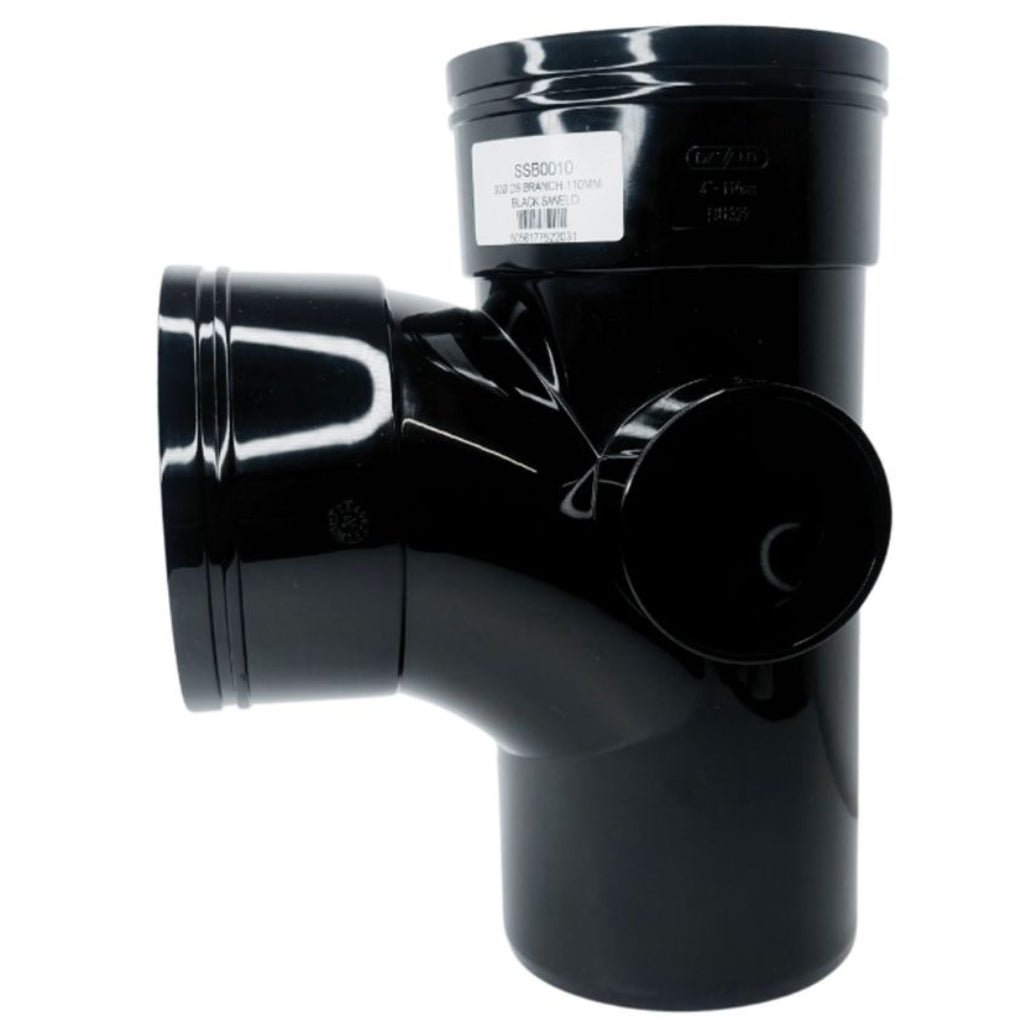Davant 110mm Solvent Weld Soil 92 Degree Double Socket Branch Tee c/w Boss - JJ Building Materials