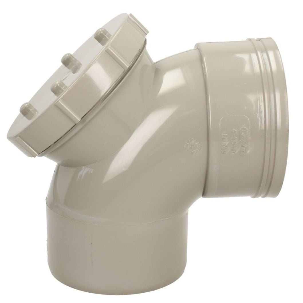 Davant 110mm Solvent Weld Soil 92 Degree Single Socket Access Bend - JJ Building Materials
