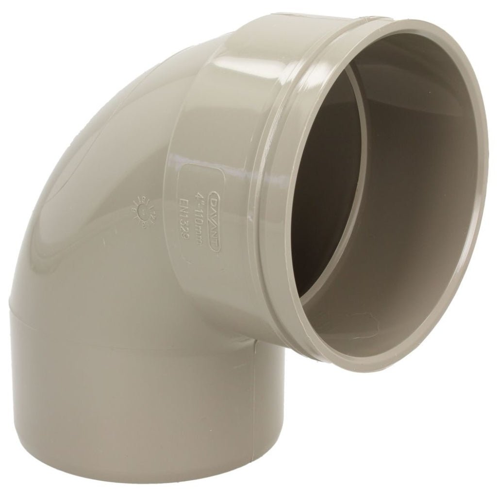 Davant 110mm Solvent Weld Soil 92 Degree Single Socket Bend - JJ Building Materials