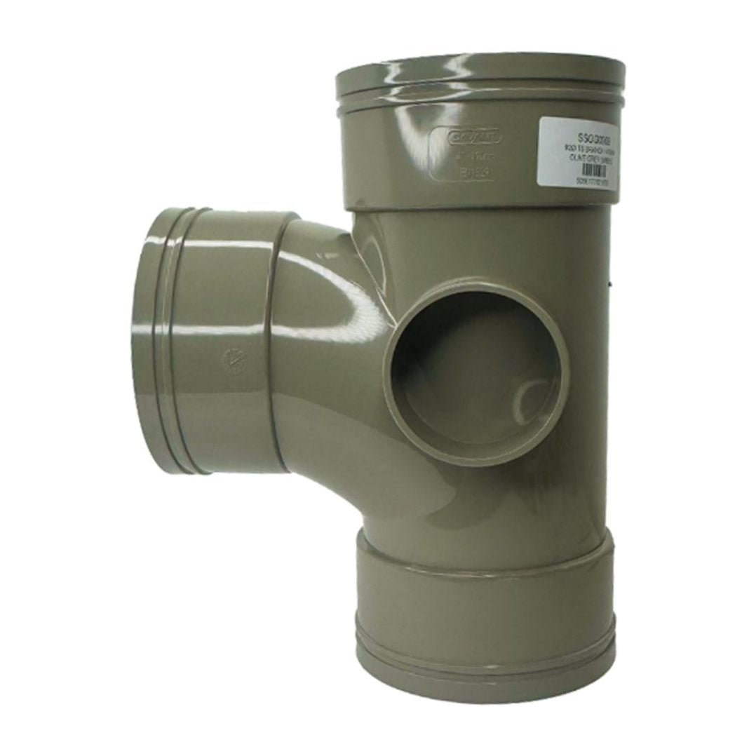 Davant 110mm Solvent Weld Soil 92 Degree Triple Socket Branch Tee c/w Boss - JJ Building Materials