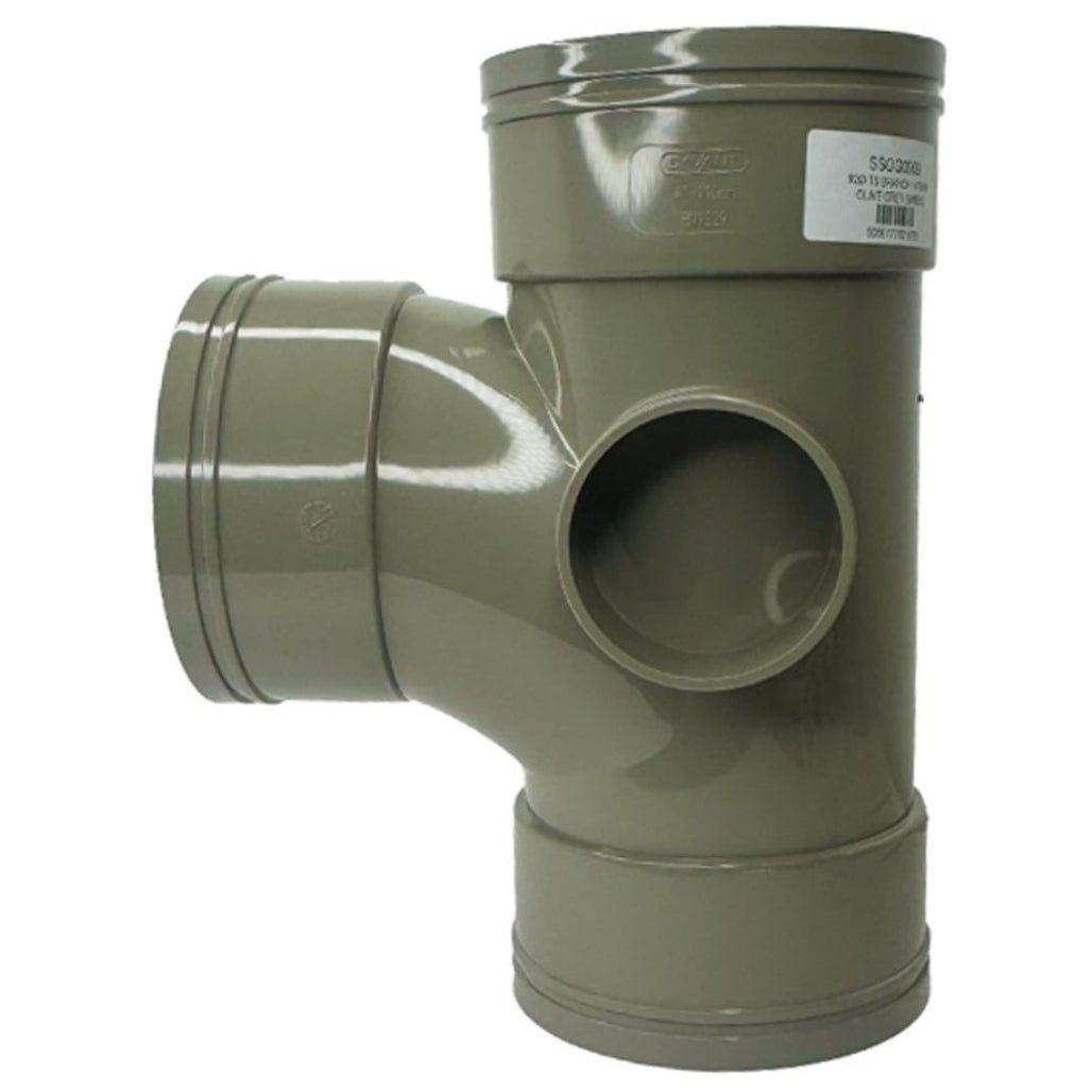 Davant 110mm Solvent Weld Soil 92 Degree Triple Socket Branch Tee c/w Boss - JJ Building Materials