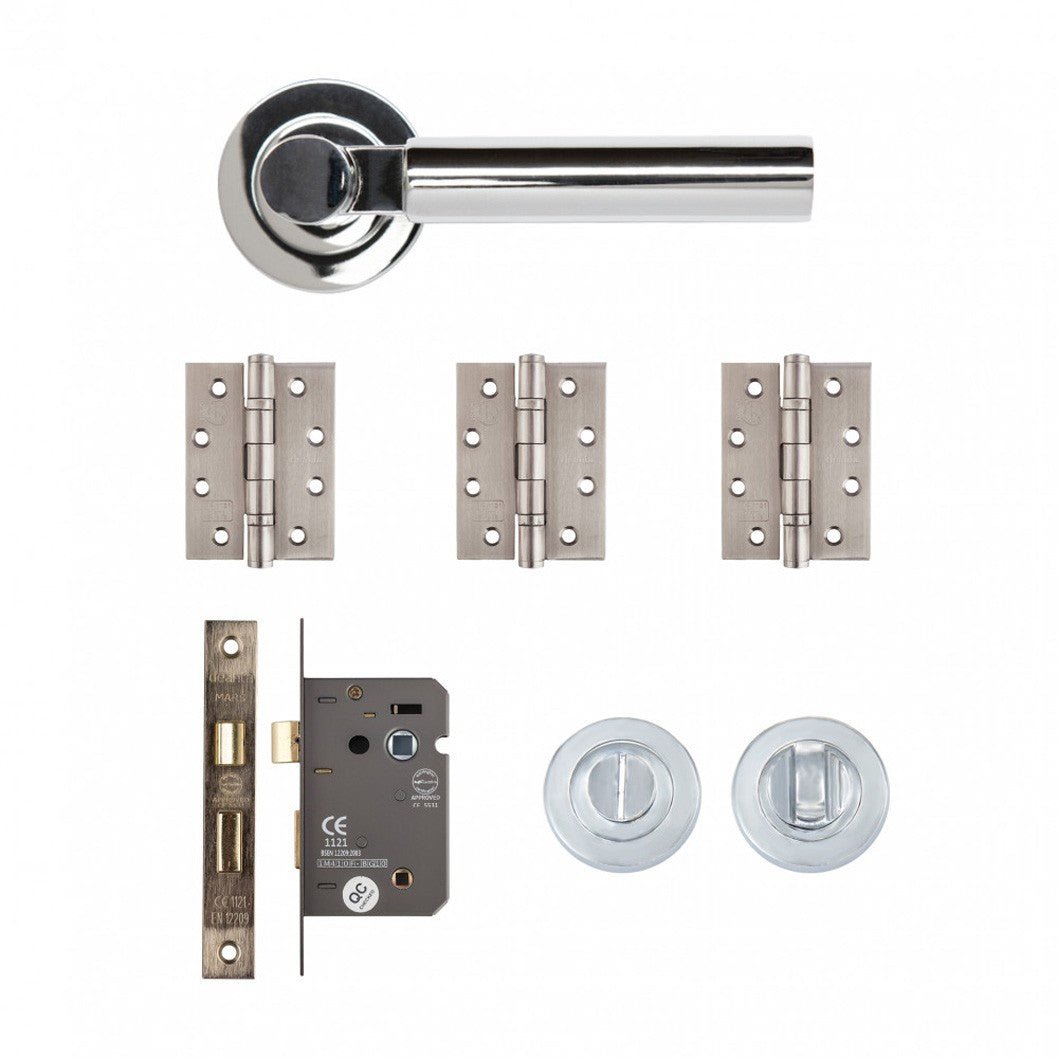 Deanta Arcadia Bathroom Kit Polished Chrome Finish Hinges Fire Rated - JJ Building Materials