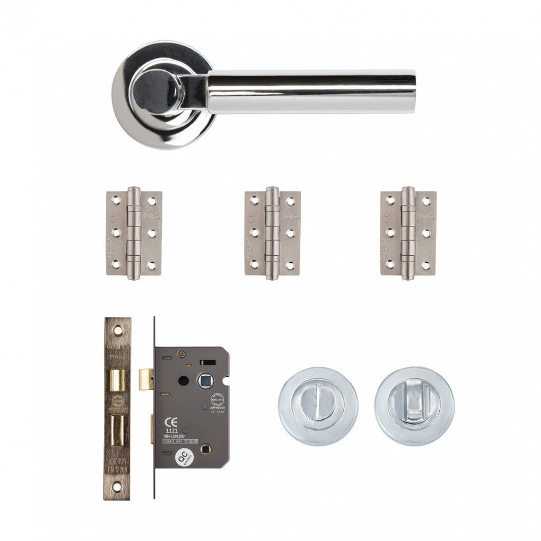 Deanta Arcadia Bathroom Kit Polished Chrome Finish Hinges Fire Rated - JJ Building Materials
