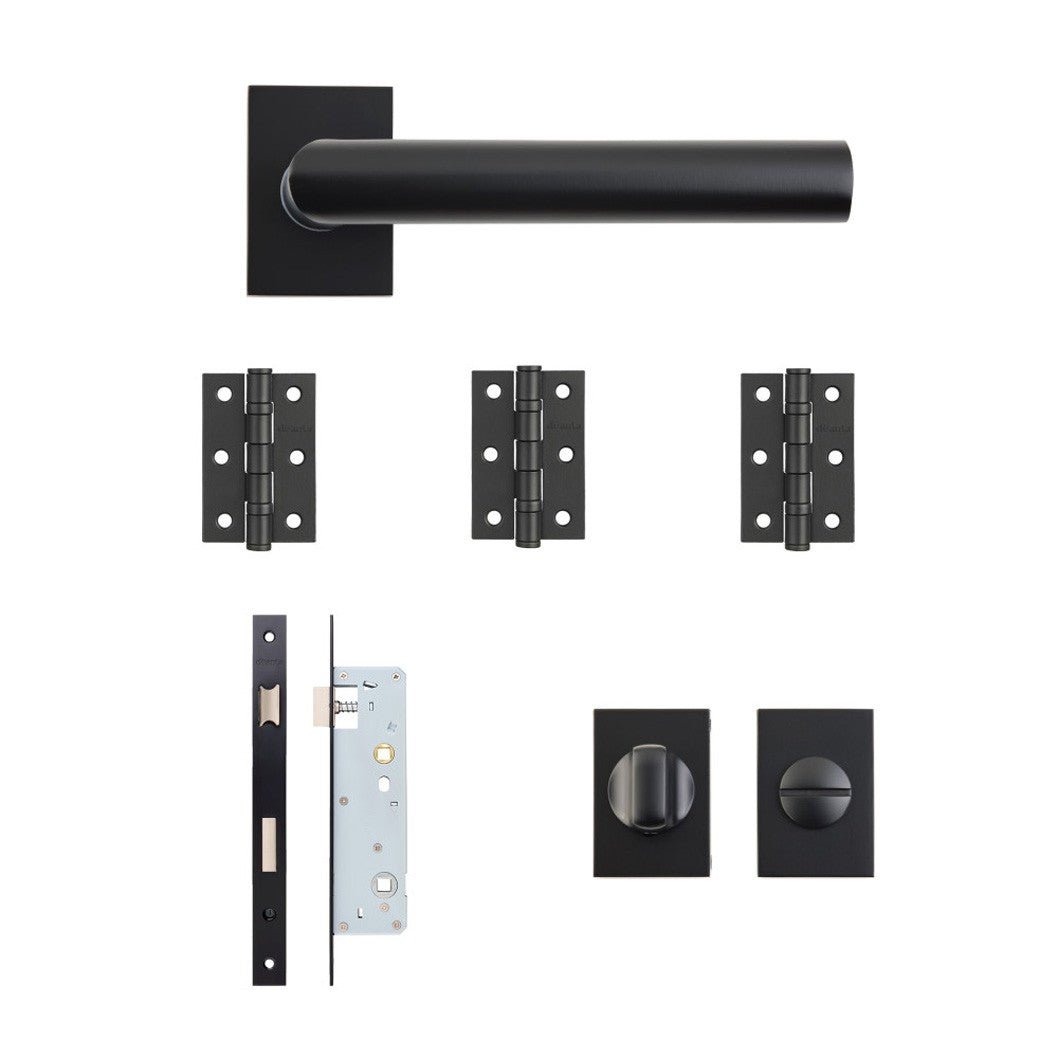Deanta Ares Urban Bathroom Kit | 76x50x2mm Hinges Matt Black Finish - JJ Building Materials