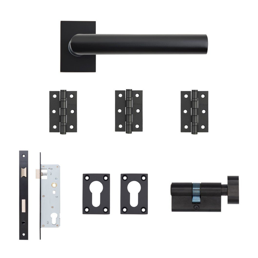 Deanta Ares Urban Sashlock Kit | 76x50x2mm Hinges Matt Black Finish - JJ Building Materials