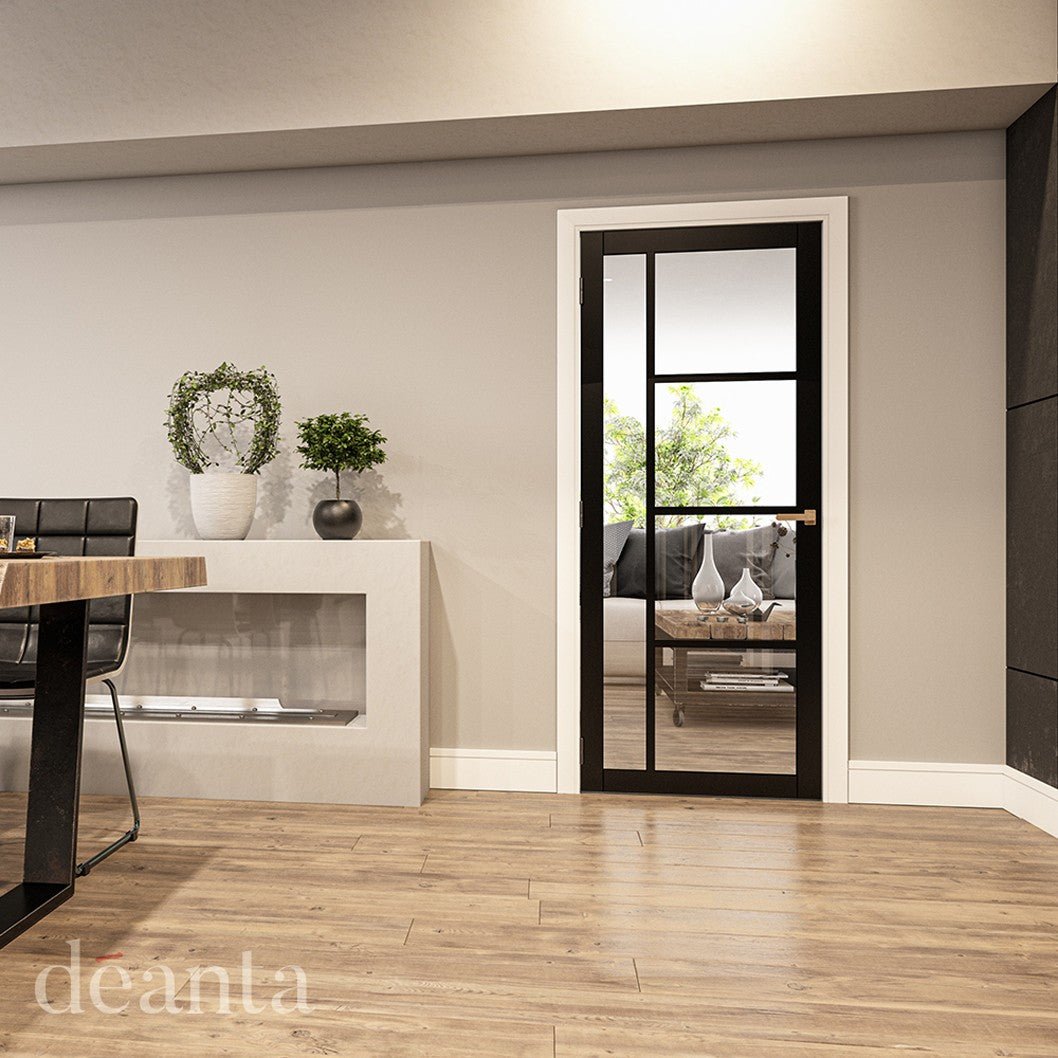 Deanta Brixton Black Prefinished Glazed FSC Internal Door - JJ Building Materials