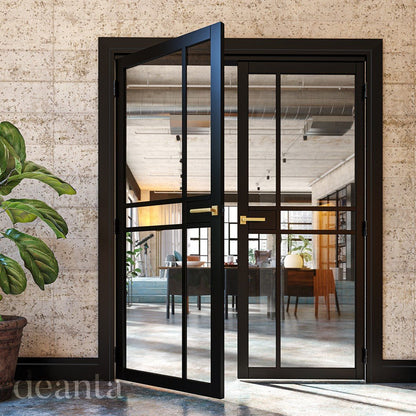 Deanta Dalston Black Prefinished Glazed FSC Internal Door - JJ Building Materials